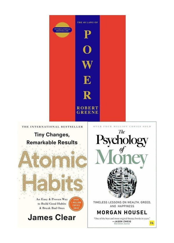 3 Book Collection Set (medium) Power+ Atomic Habits and Psychology of Money PB by James Clear (Brand New)
