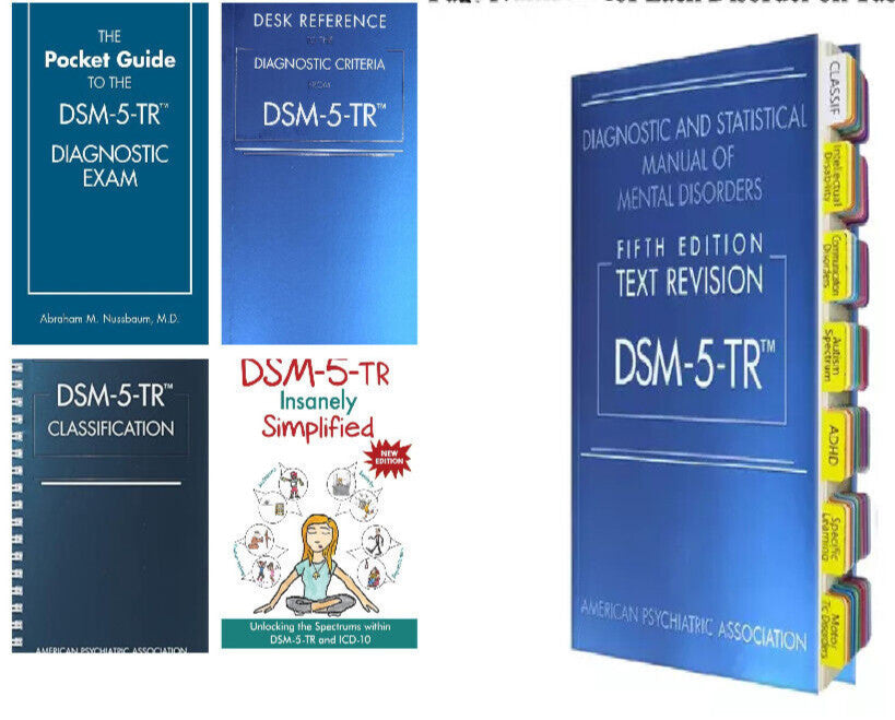 DSM 5 TR + Index Tab, Desk Reference, Classification, Simplified & Pocket Guide — Book Set (Brand New)