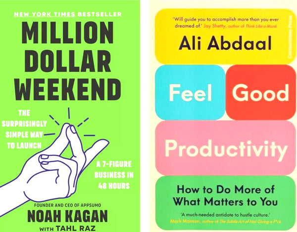 Feel-Good Productivity and Million Dollar Weekend Combo Book Set by Ali Abdaal (Brand New)