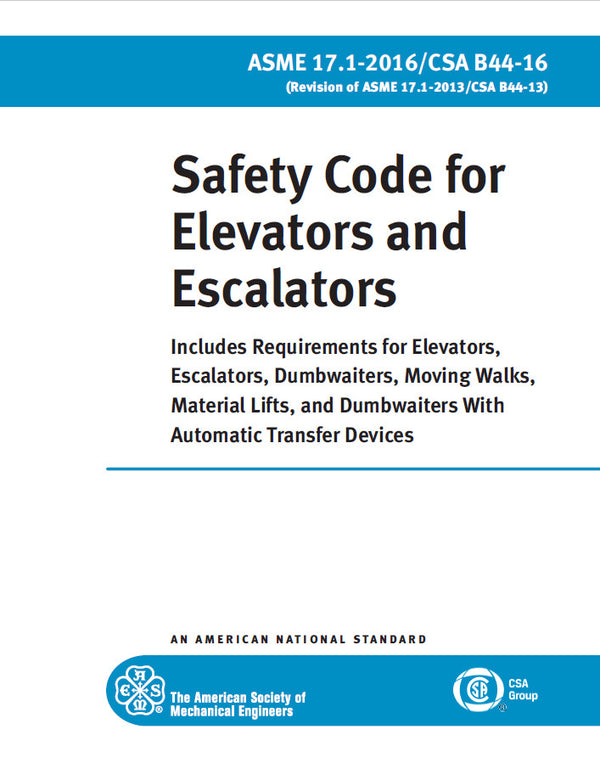 Safety Code for Elevators and Escalators 2016 — Paperback (Brand New)