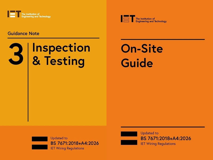 On Site Guide 9th Edition + Guidance Note 3 — BS 7671:2018+A4:2026 IET 2-Book Set (Brand New)