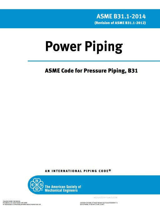 ASME Code for Power Piping B31.1-2014 — Paperback (Brand New)